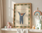 Vaikiškas plakatas su mielu peliuku iškėlusiu rankas ir užrašu „I love you this much“, vaikų kambario dekoras, nursery wall art, gyvūnėlio iliustracija, dovana kūdikiui ar vaikui