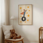 Superhero mouse on tire swing nursery wall art featuring whimsical mouse with cape and aviator goggles in adventure themed kids room decor