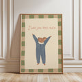 Vaikiškas plakatas su mielu peliuku iškėlusiu rankas ir užrašu „I love you this much“, vaikų kambario dekoras, nursery wall art, gyvūnėlio iliustracija, dovana kūdikiui ar vaikui
